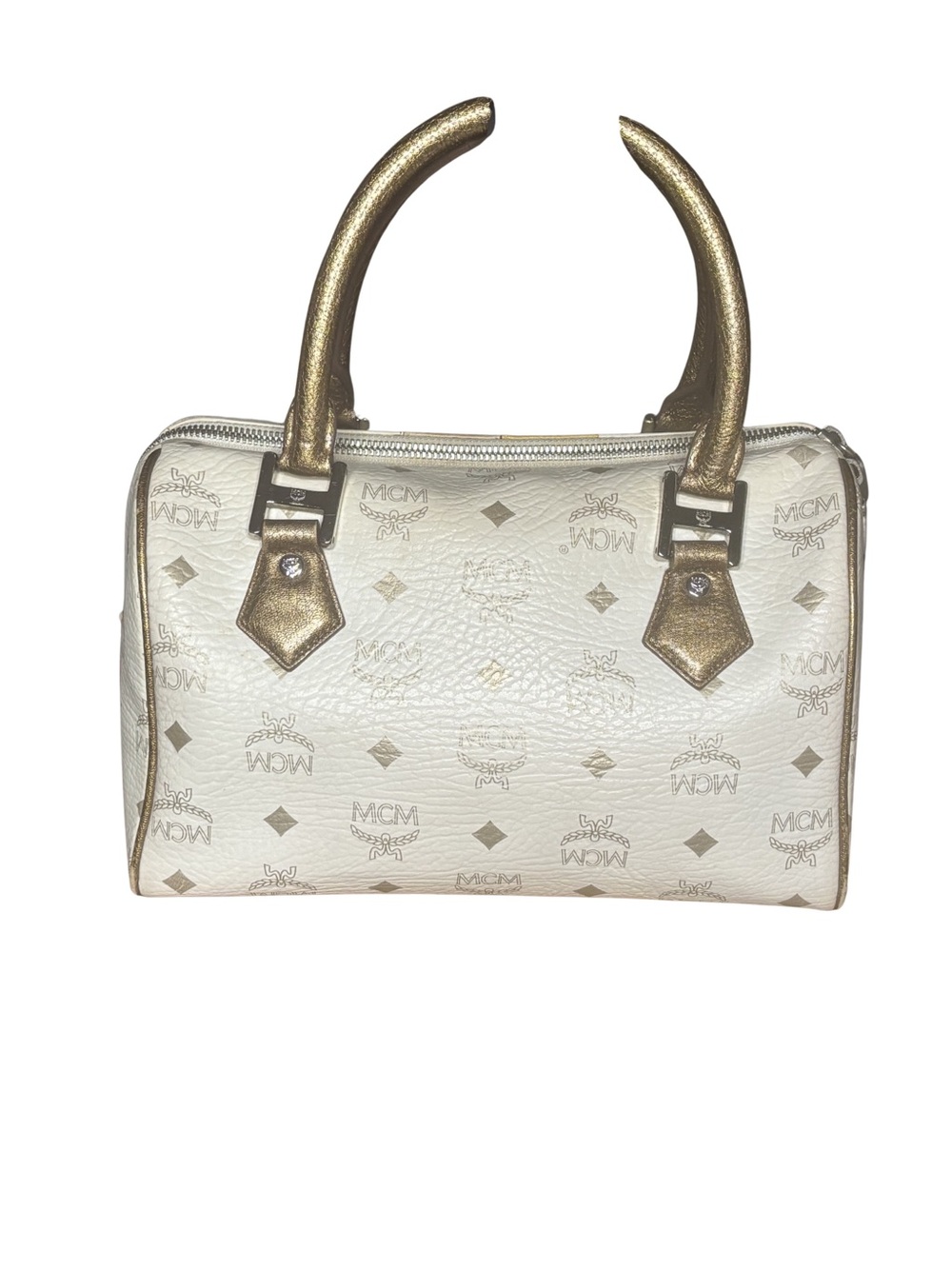 MCM Visetos Leather-Trimmed Boston Bag - Picture 2 of 9